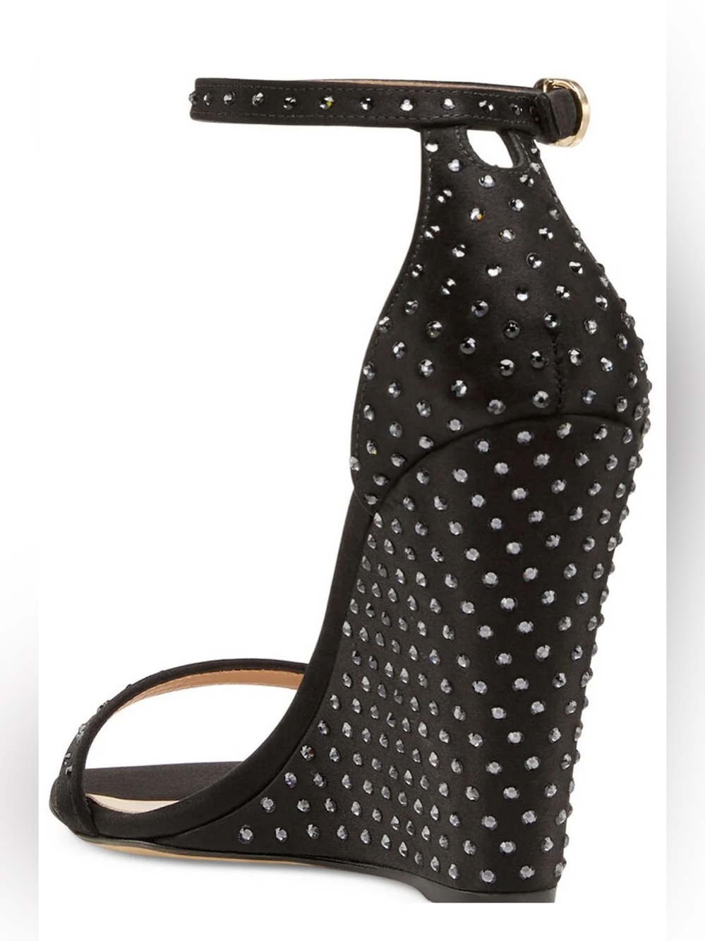 Stuart Weitzman NudistShine 100 Wedge Sandals Black Crystal NEW - Picture 3 of 9